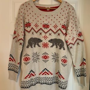 Cream, gray and red, Winter Christmas sweater